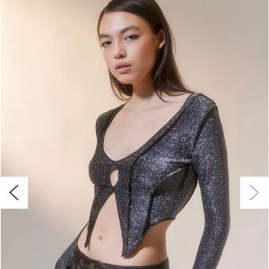 Urban Outfitters Blaire Split Hem Sparkle Top.